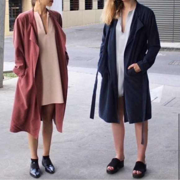 Vintage American Apparel Dylan Trench Coat Navy - Picture 5 of 6